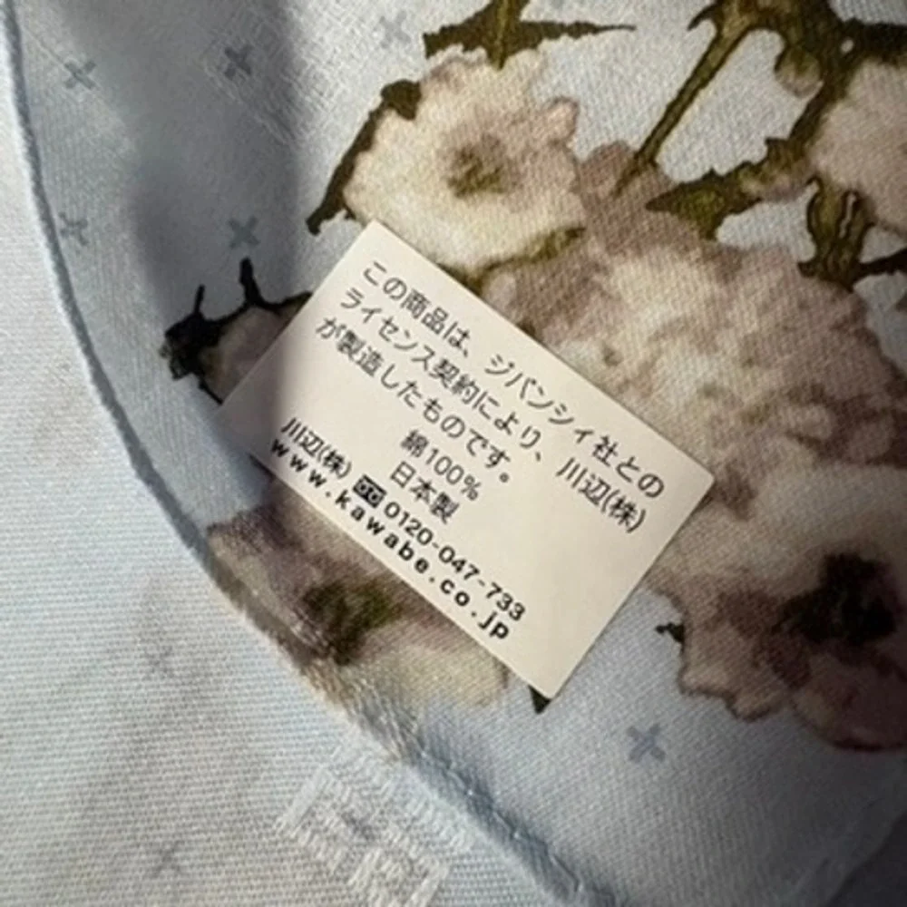 Vtg GIVENCHY Scarf Handkerchief Floral Cotton Light Blue 19.5